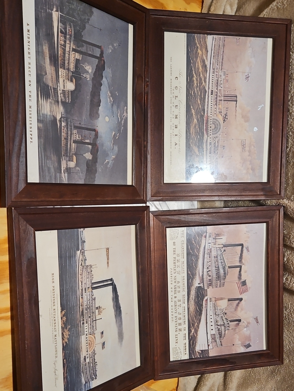 Classic Brown Framed Nautical Wall Art – Set of 4
